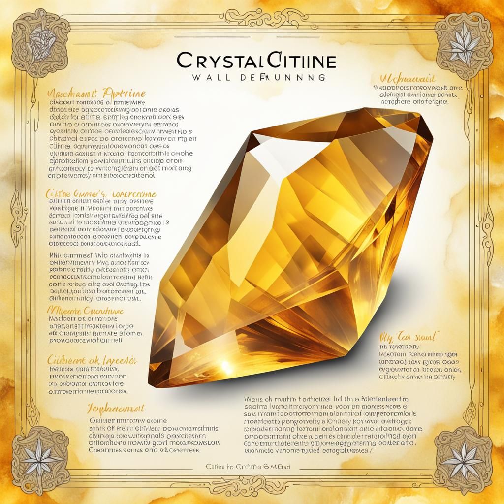 Citrine Crystal Meaning Wall Art, Detailed Matte Painting