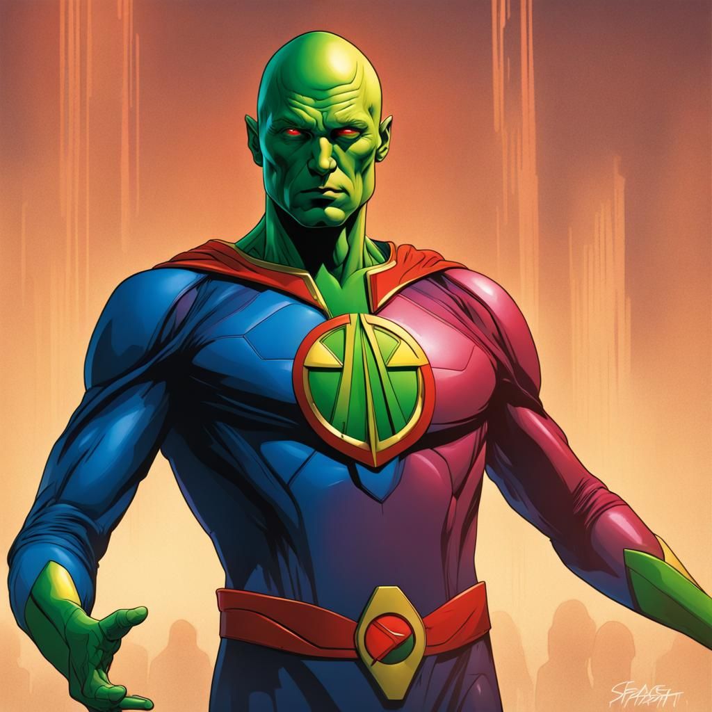 Martian Manhunter Meets Professor X: Hyperrealistic Splash A...