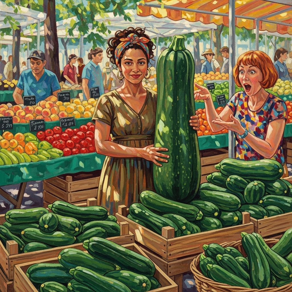 Giant Zucchini at Farmers Market, Impressionistic Style