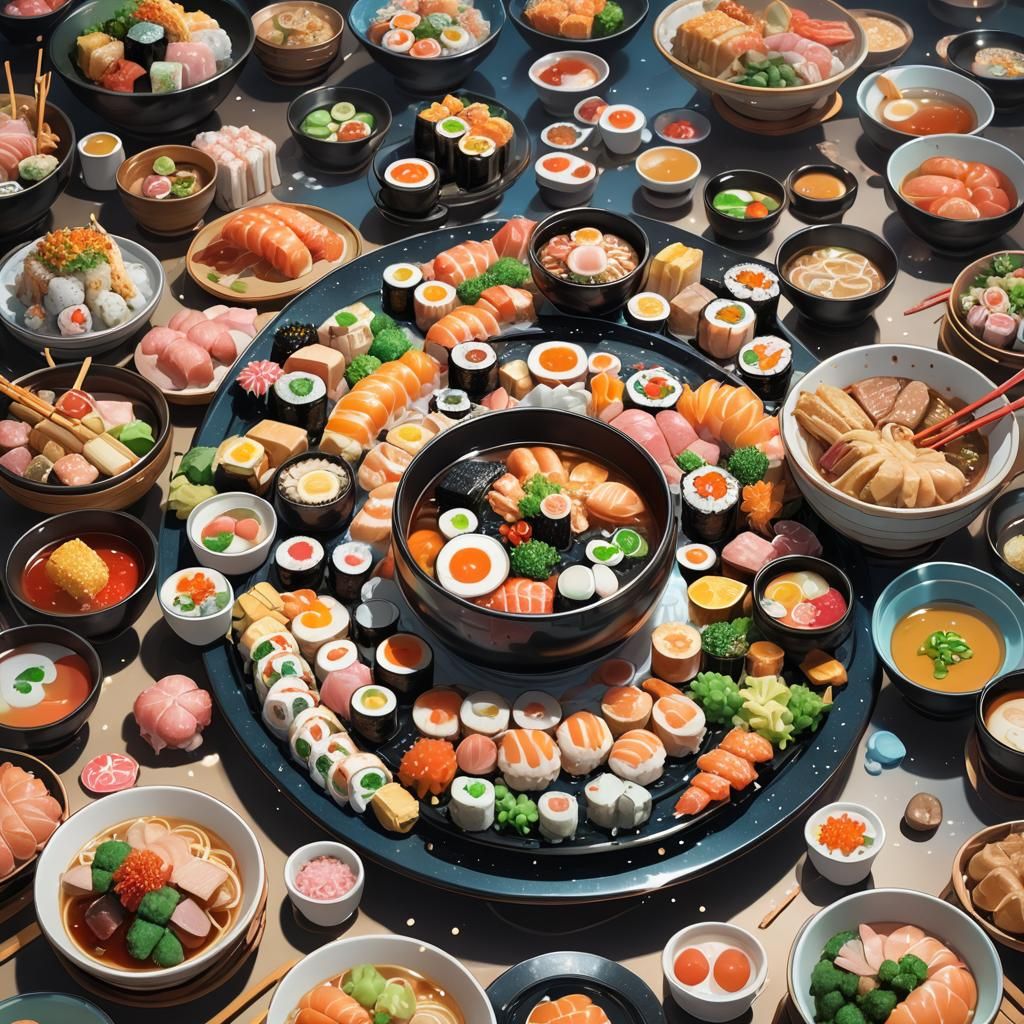 Planet Surrounded by Japanese Food, Anime Style