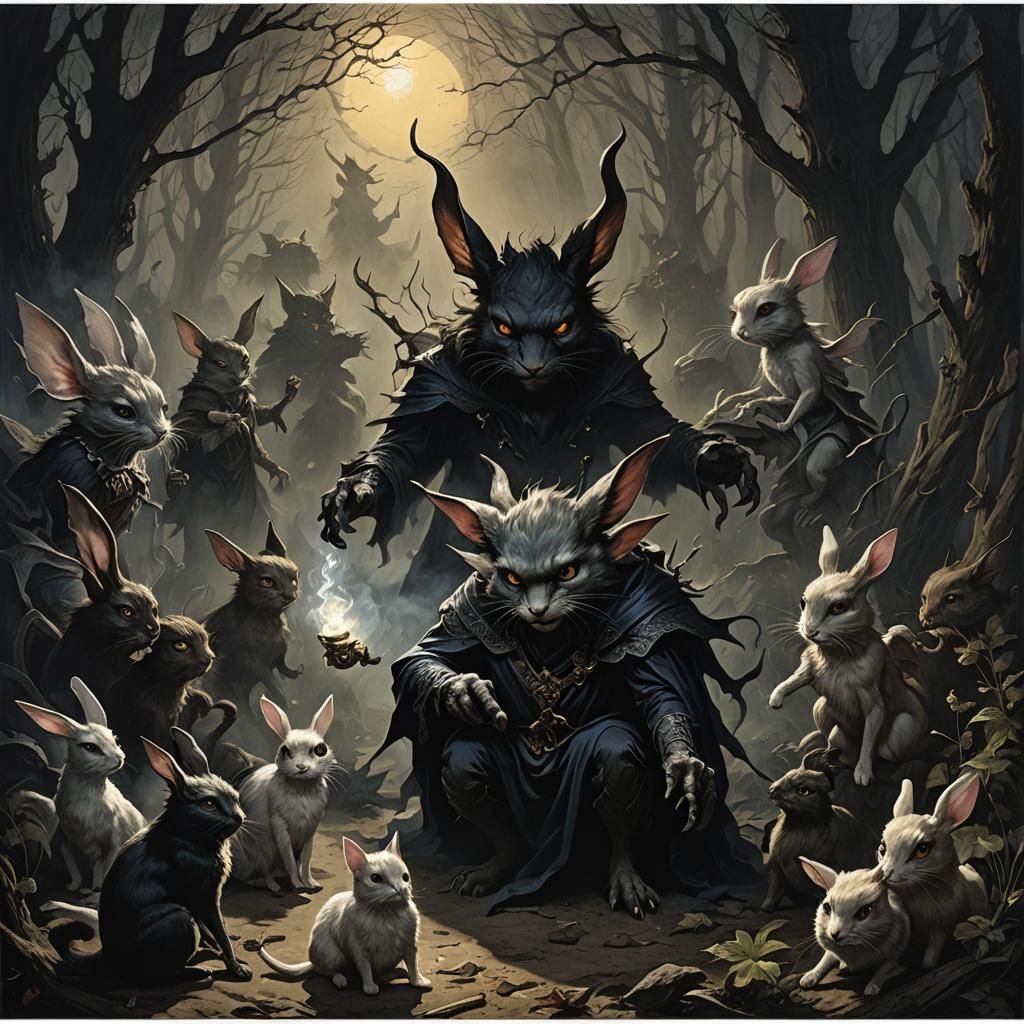 Dark fey creature of the dusk, smoke ,transparent , rodent, ...