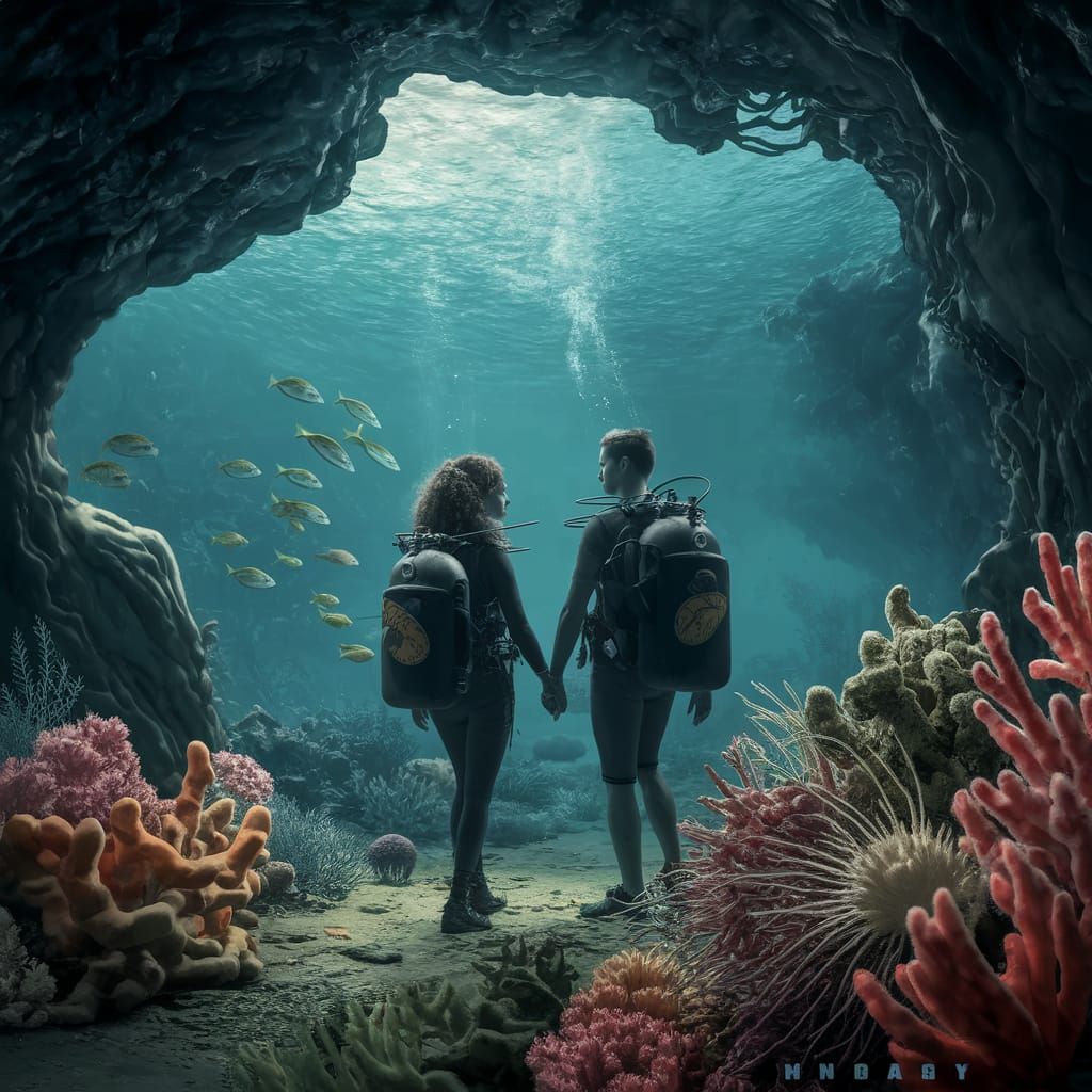 Romanticism Era Couple Explores Mystical Underground Ocean