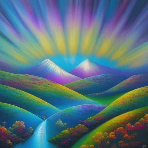 Psychedelic Spin Art Impressionist Gouache Masterpiece