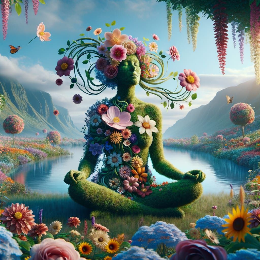 Blooming Flower Goddess in a Vibrant Magic Garden
