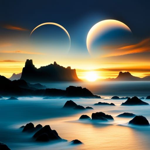 Partial Solar Eclipse: Epic Cinematic Digital Art