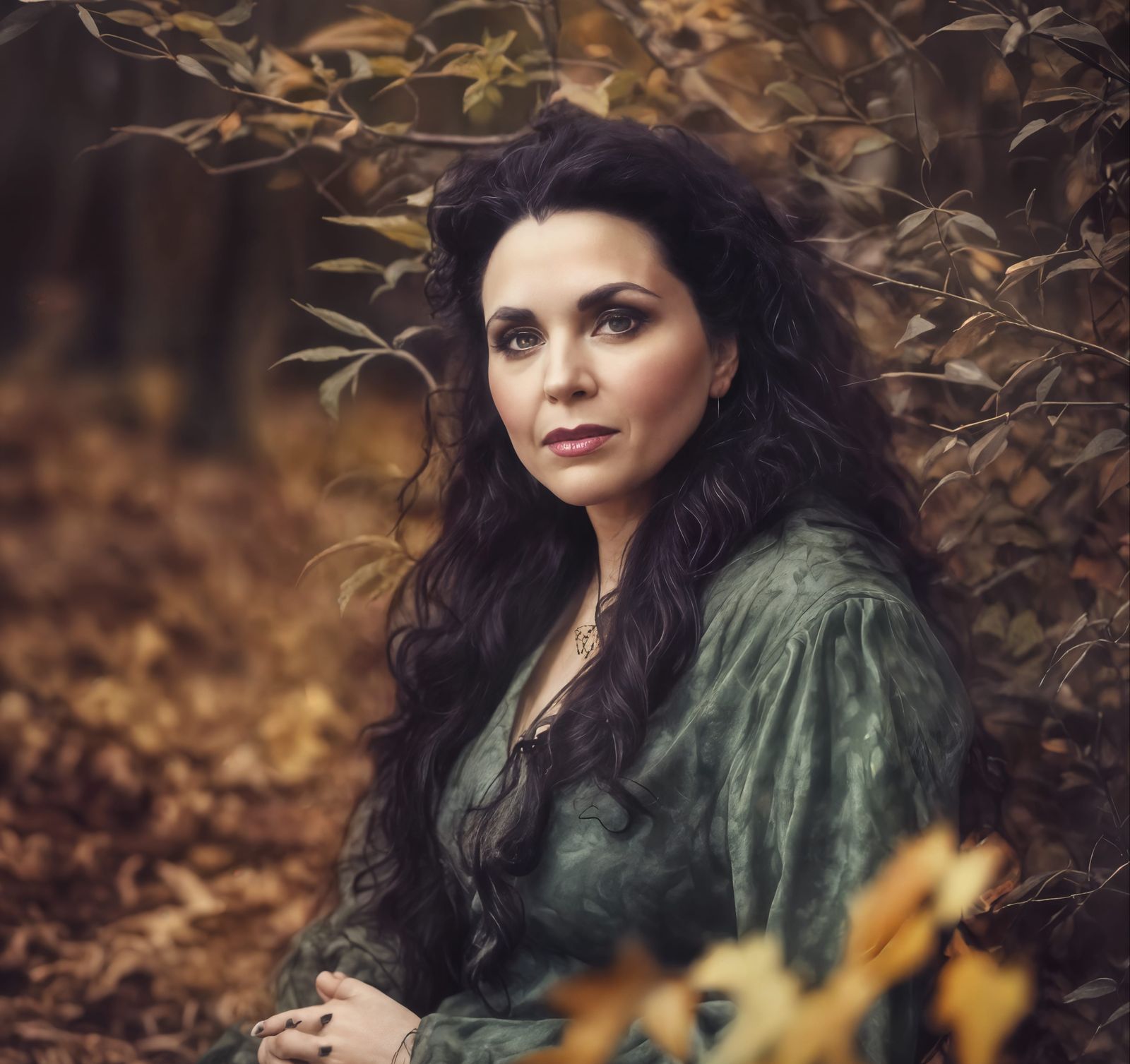 Autumn Woman in Cinematic Film Still