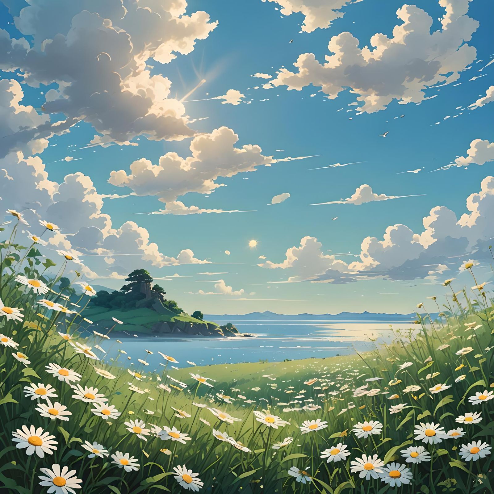 Daisies in a Field: Studio Ghibli Anime Visual