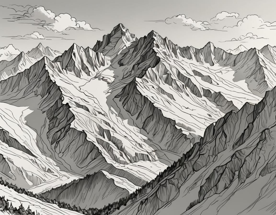 Alps Sketch with Expressive Linework