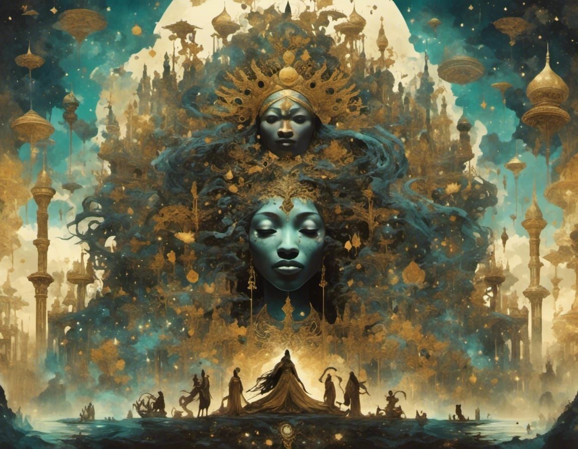 Mythical Black Queen Califia in Melancholic Style