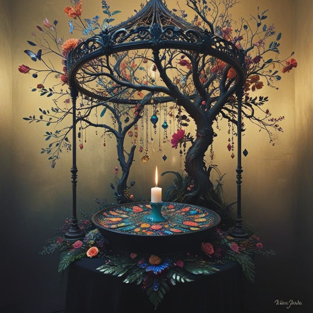 Whimsical Opulent Masterpiece in Vibrant Triadic Colors