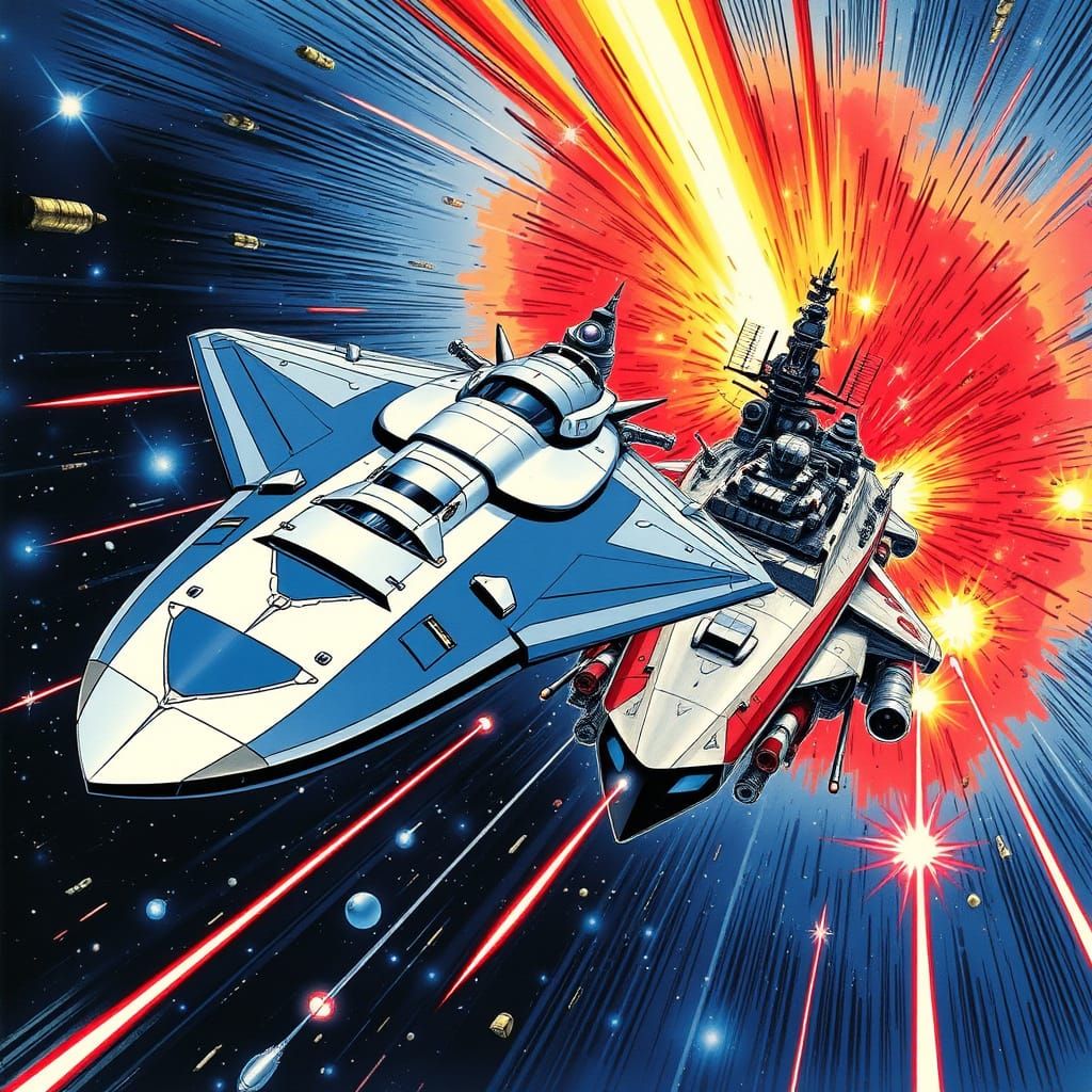 Sleek Spacefighters Unite in Starry Vortex