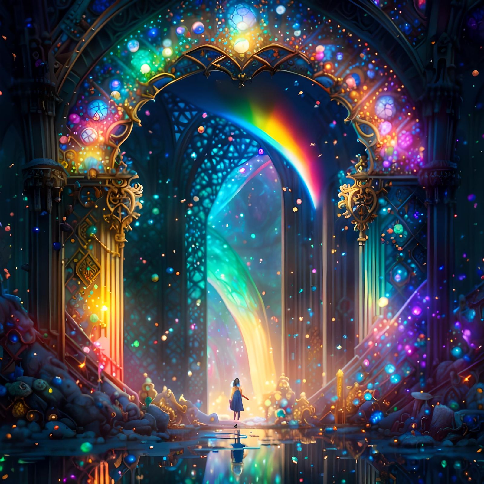 Crystalline Rainbow Arch in Fantasycore Style