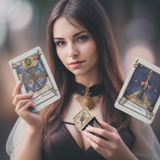 Woman Holding Tarot Cards: Professional Photography