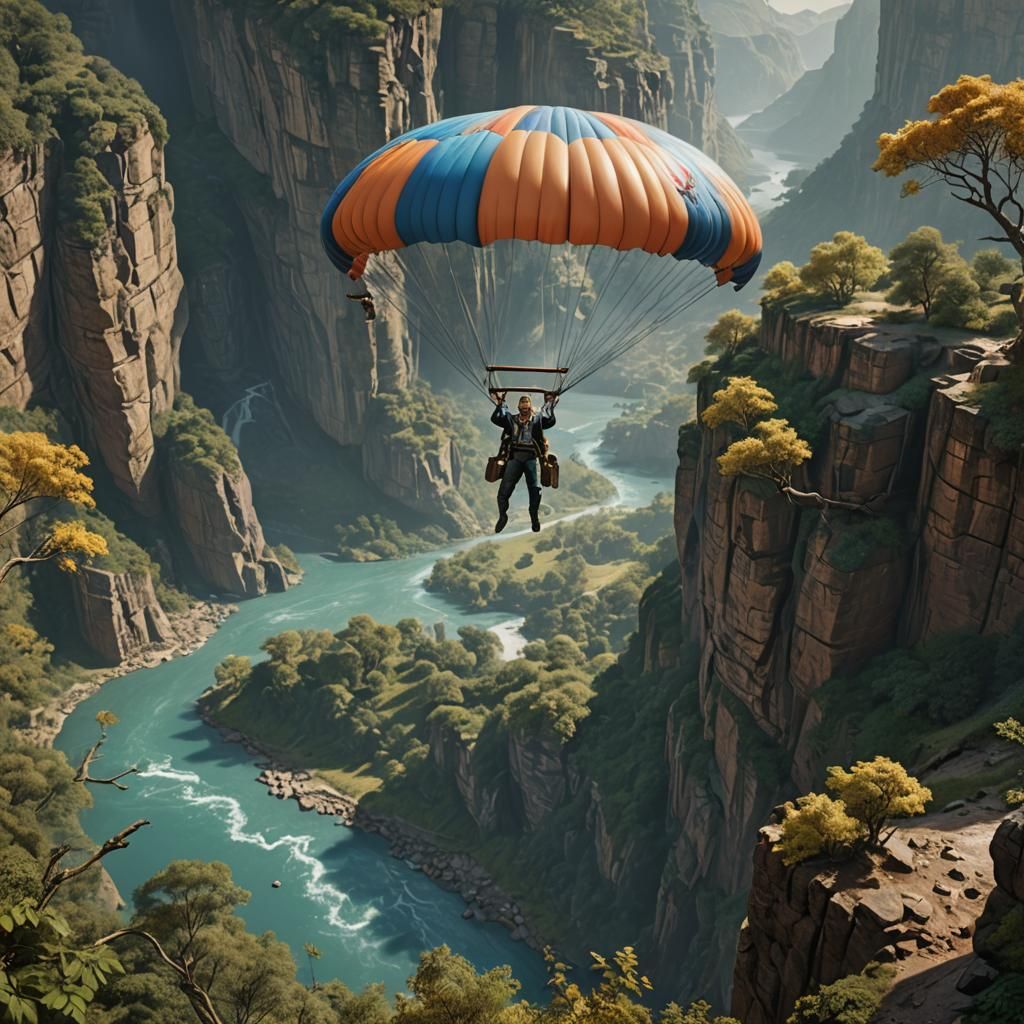 Roger Moore Cliffside Parachute Mishap: Matte Painting