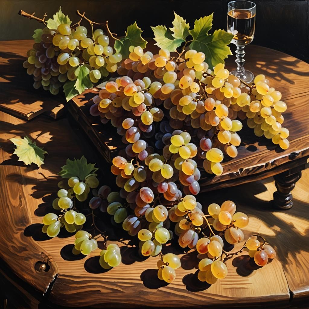 Amber Grapes Still Life in Old Masters Style