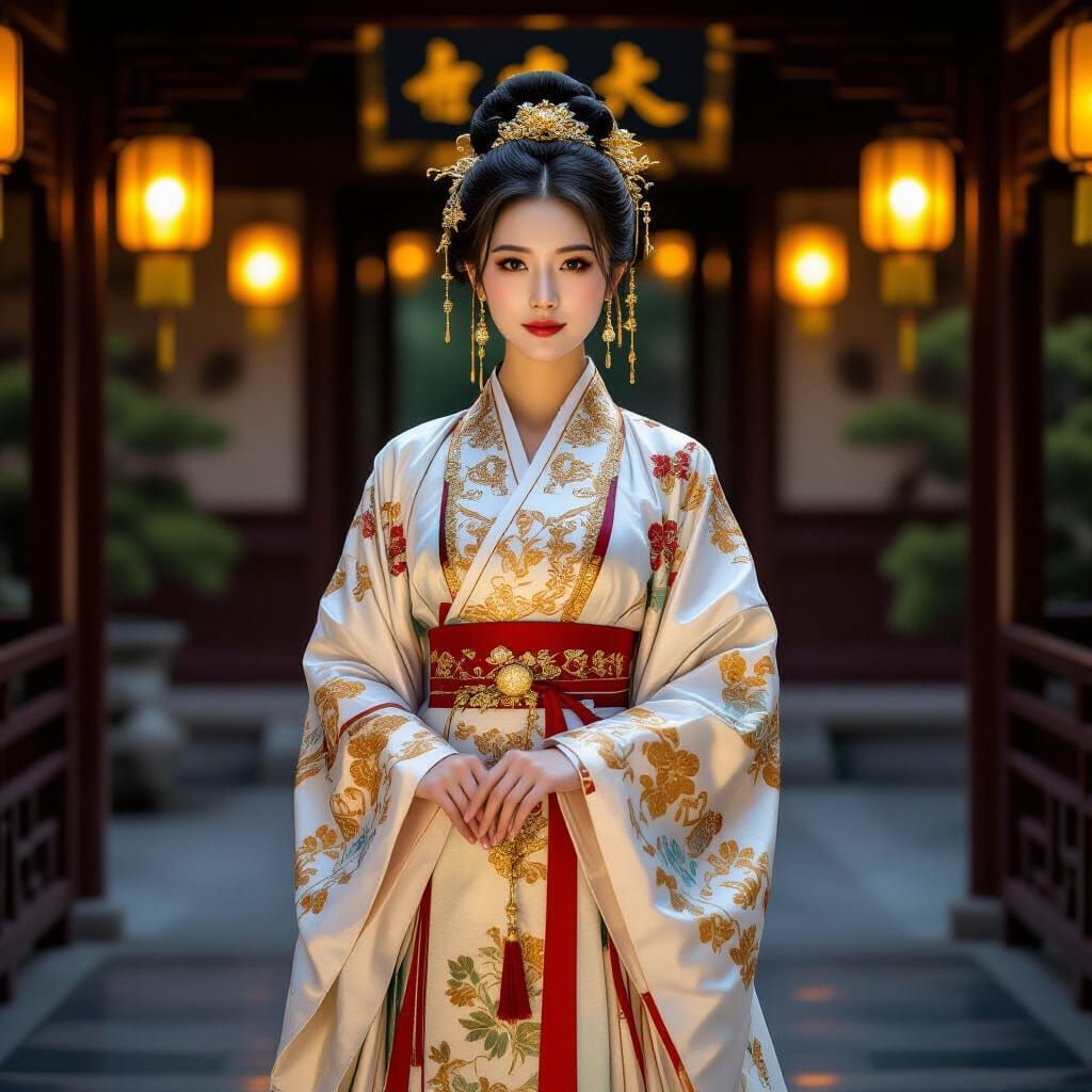 Elegant Woman in Ancient Chinese Royal Attire