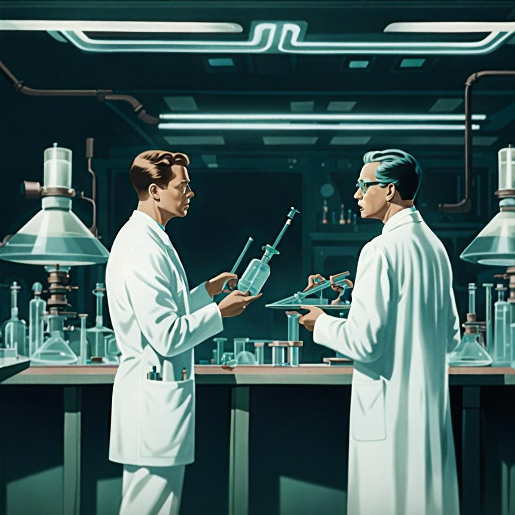 1940s Sci-Fi Lab with Alien Artifact