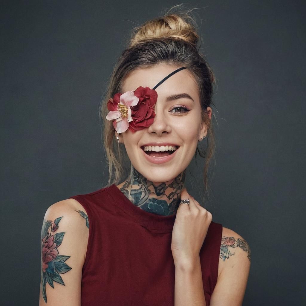 Floral Eyepatch Portrait in Fine Art Style