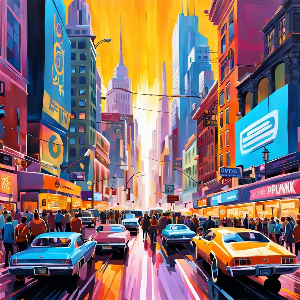 Energetic City Street in Biopunk Style