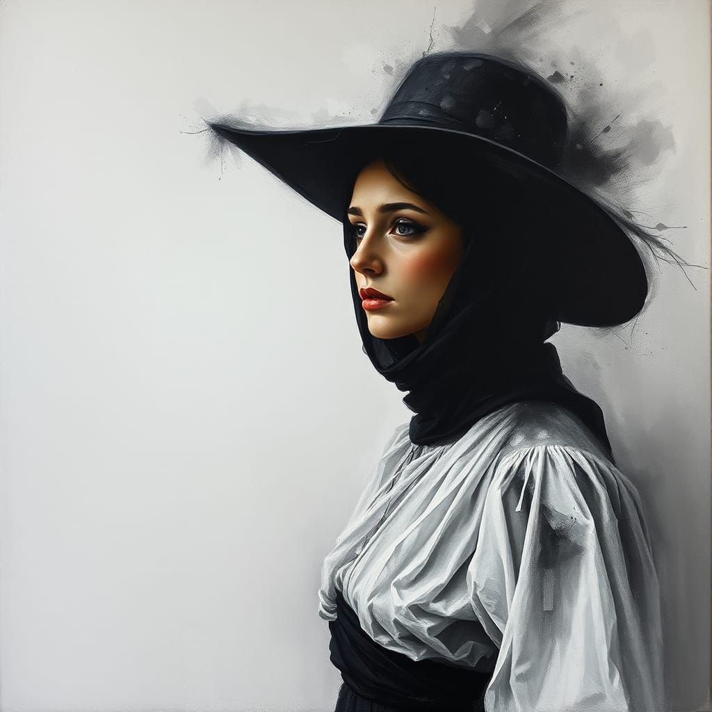 Woman in Mourning: Abstract Expressionist Watercolor