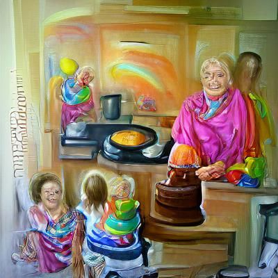 Grandmother Baking Cakes: An Oil Painting Portrait
