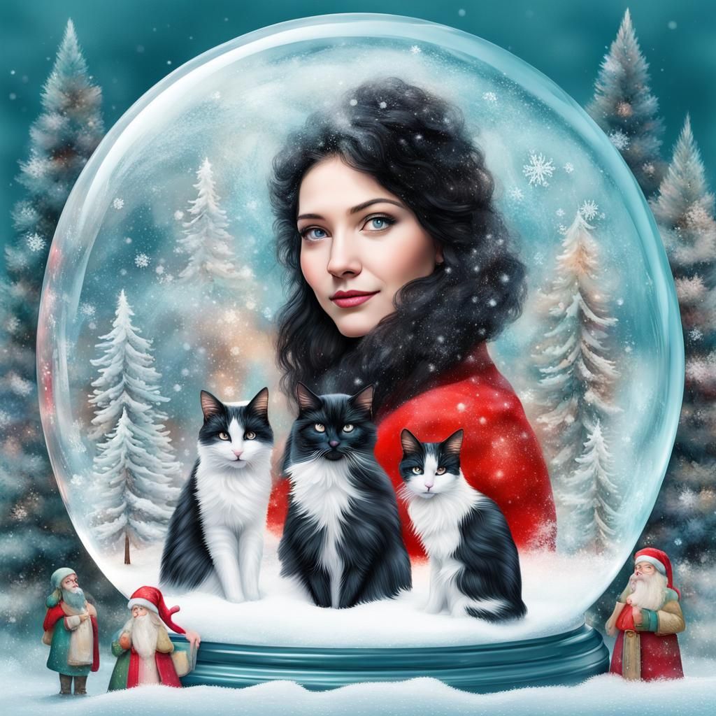 Frozen winter fantasy, glass Christmas globe