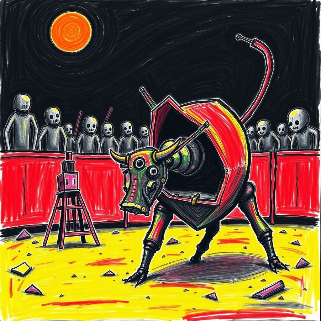 Robot Matador's Escape: Futuristic Arena Showdown