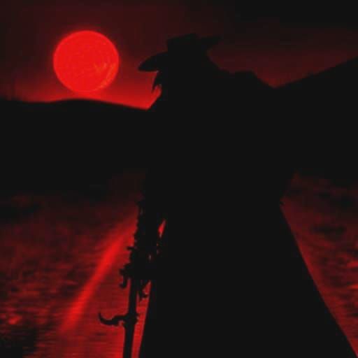 Undead Cowboy with Railway Rifle in Red Moonlight