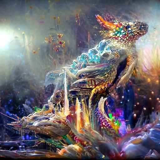 Cosmic Dragon Astral Illustration in Mixed Media