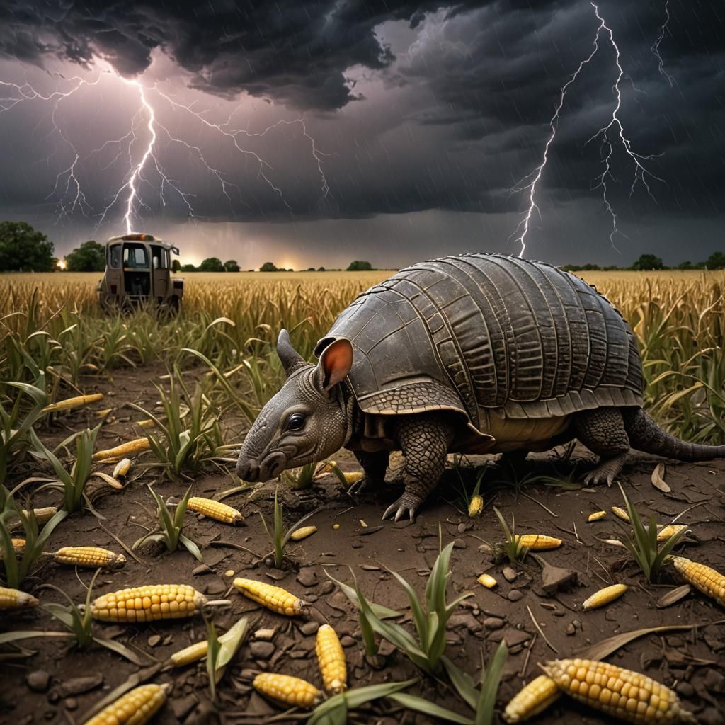 Armadillo's Tragic Night: Nebraska Storm in Matte Painting
