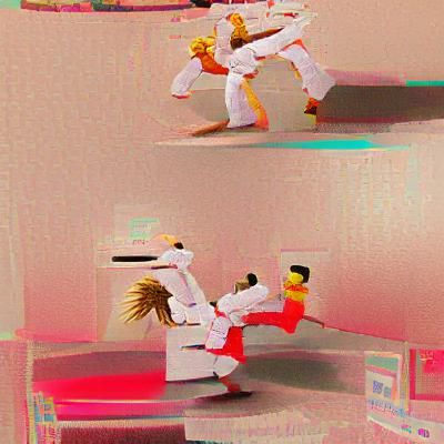 Dynamic Karate Master in Digital Art Style