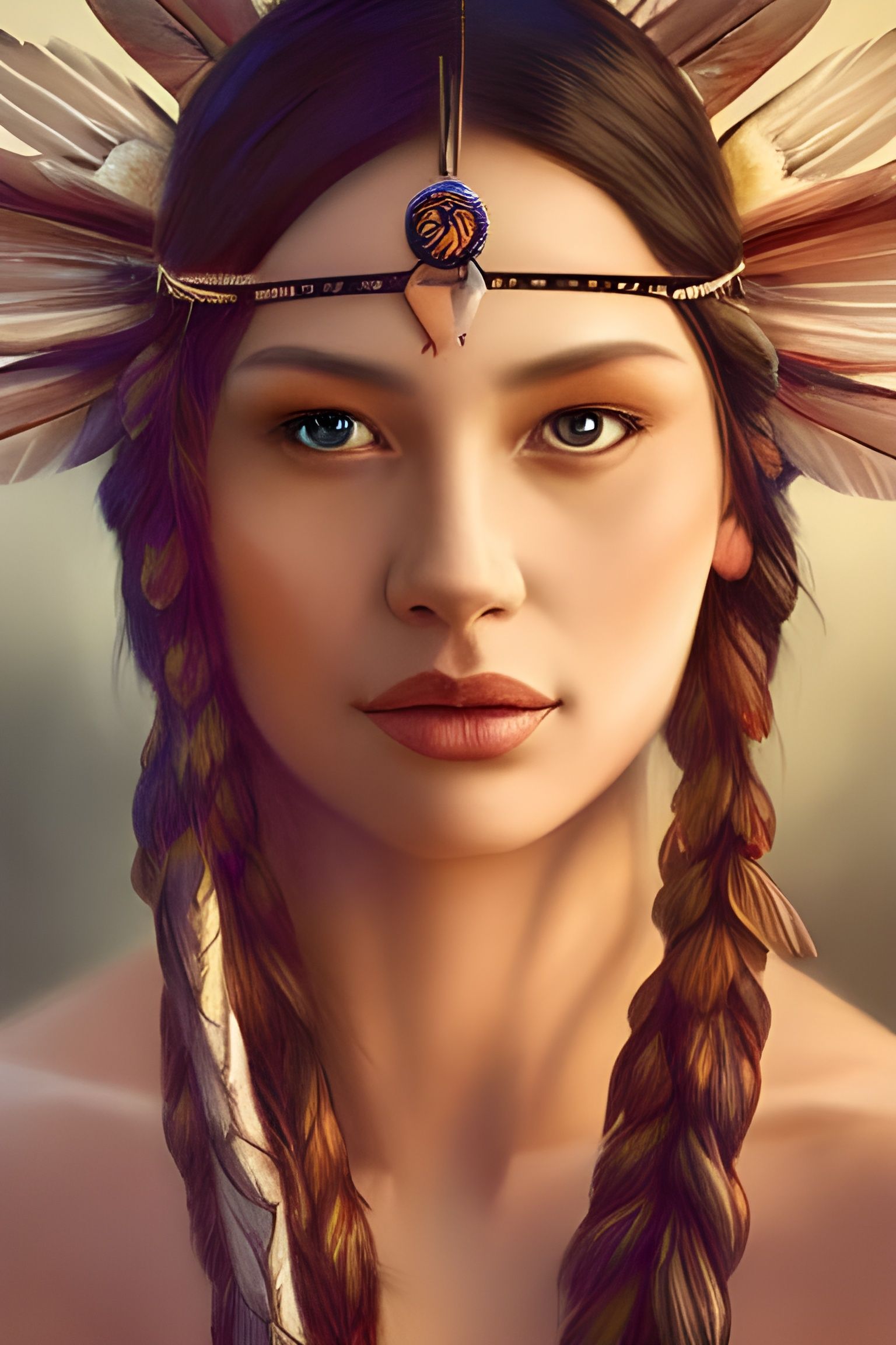 Native American Fae Princess Reading a Book