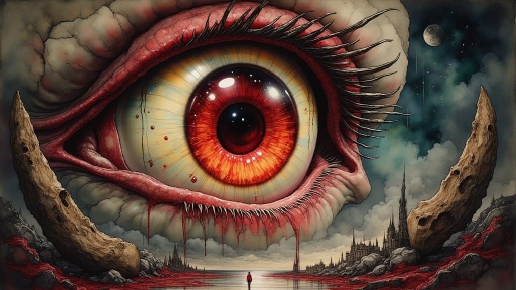 Menacing Biomechanical Eyeball Monster