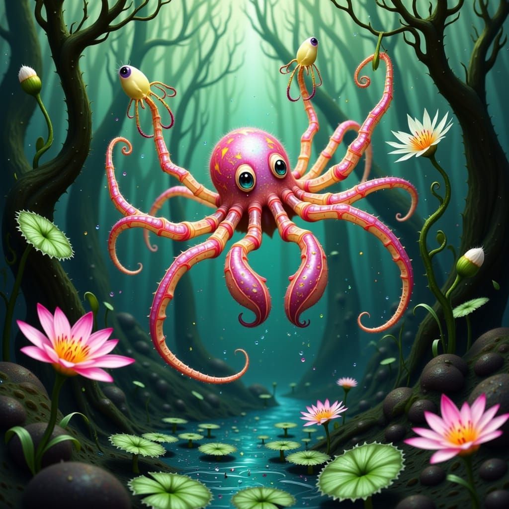 Whimsical Underwater Fae Realm in Vibrant Colors