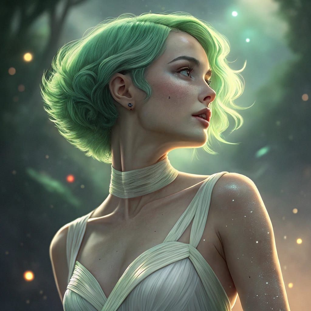 Enigmatic Cyberpunk Goddess in Ethereal Glow