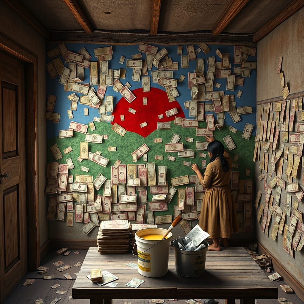 Paper Billionaires Wallpapering Sun Scene