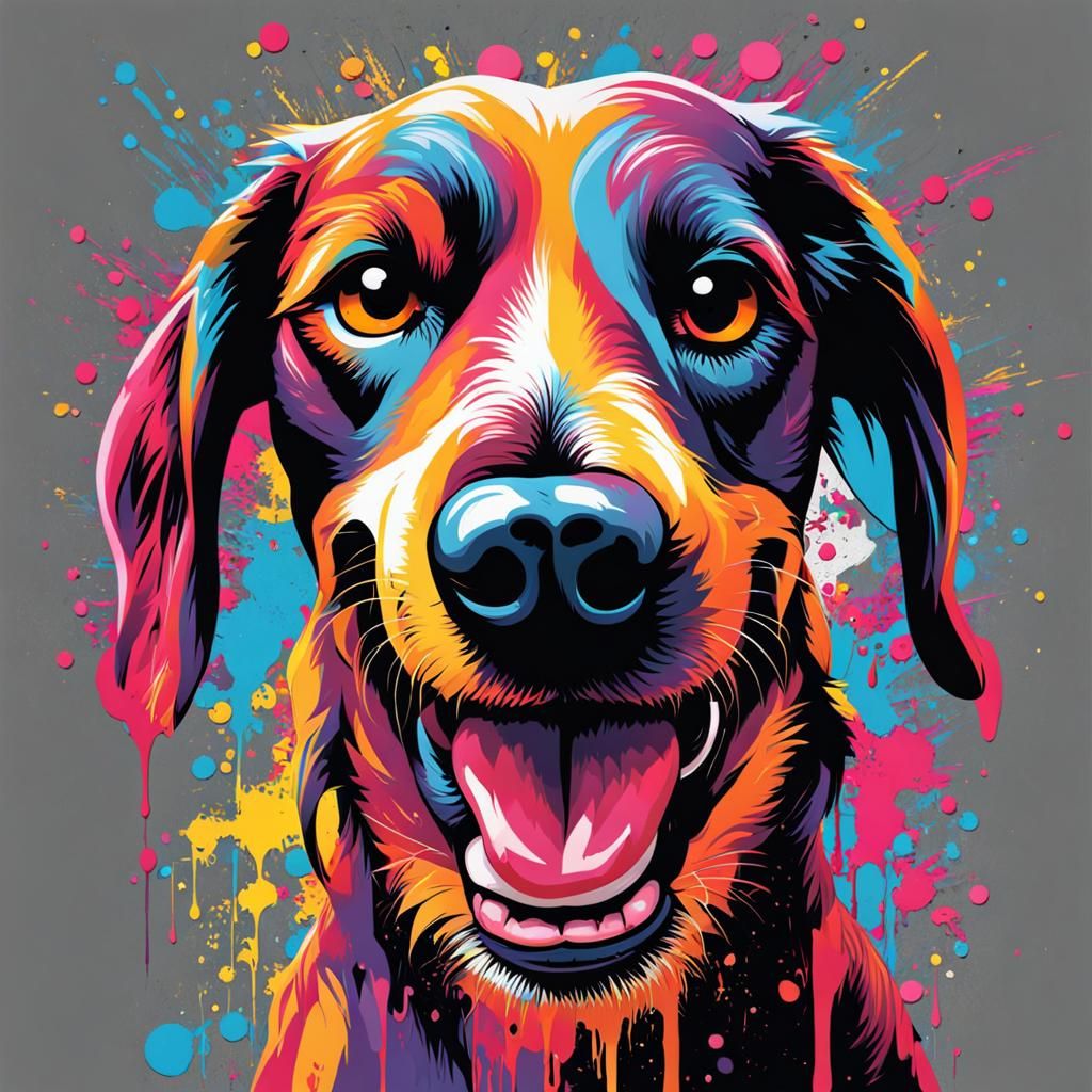 Excited Hound Dog in Graffiti Street Art