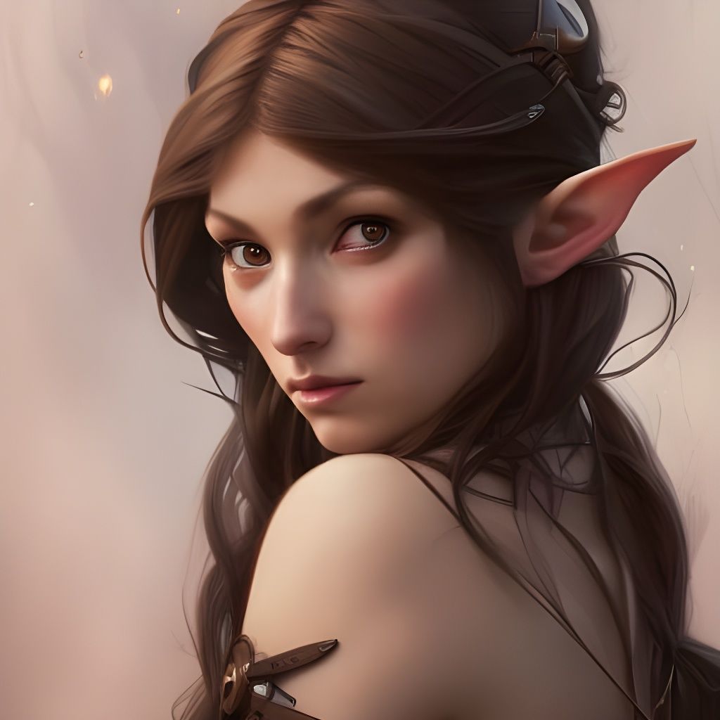 Detailed Elf Portrait in Art Nouveau Style