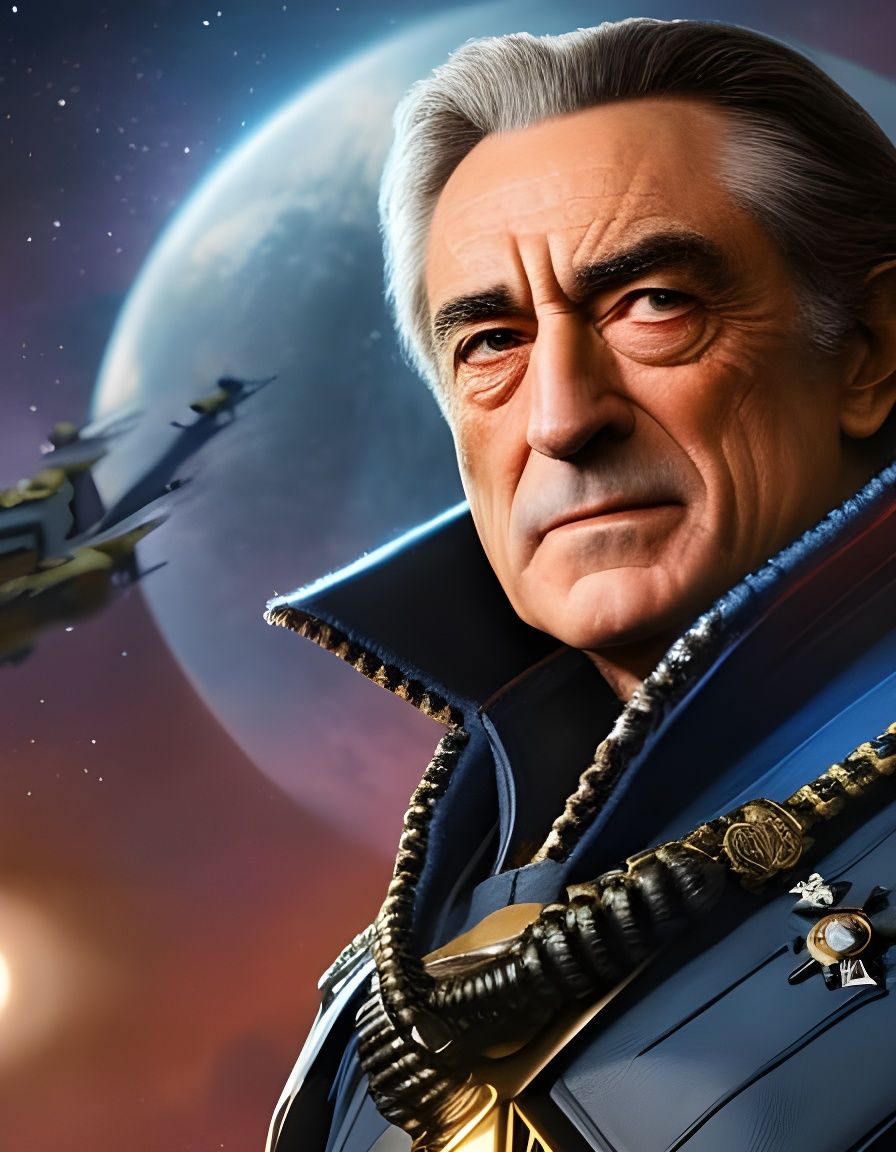 Portrait of Robert de Niro as Space Pirate Captain Harlock from disney movie "Pirates of the space".  Intricate _details...