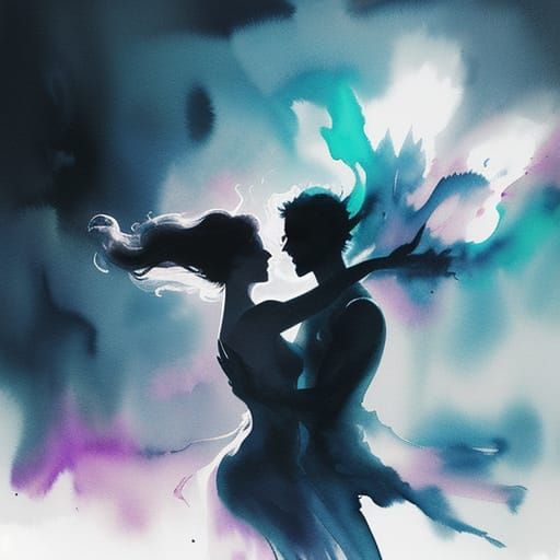 Watercolor Dance Silhouettes in Strobe Light