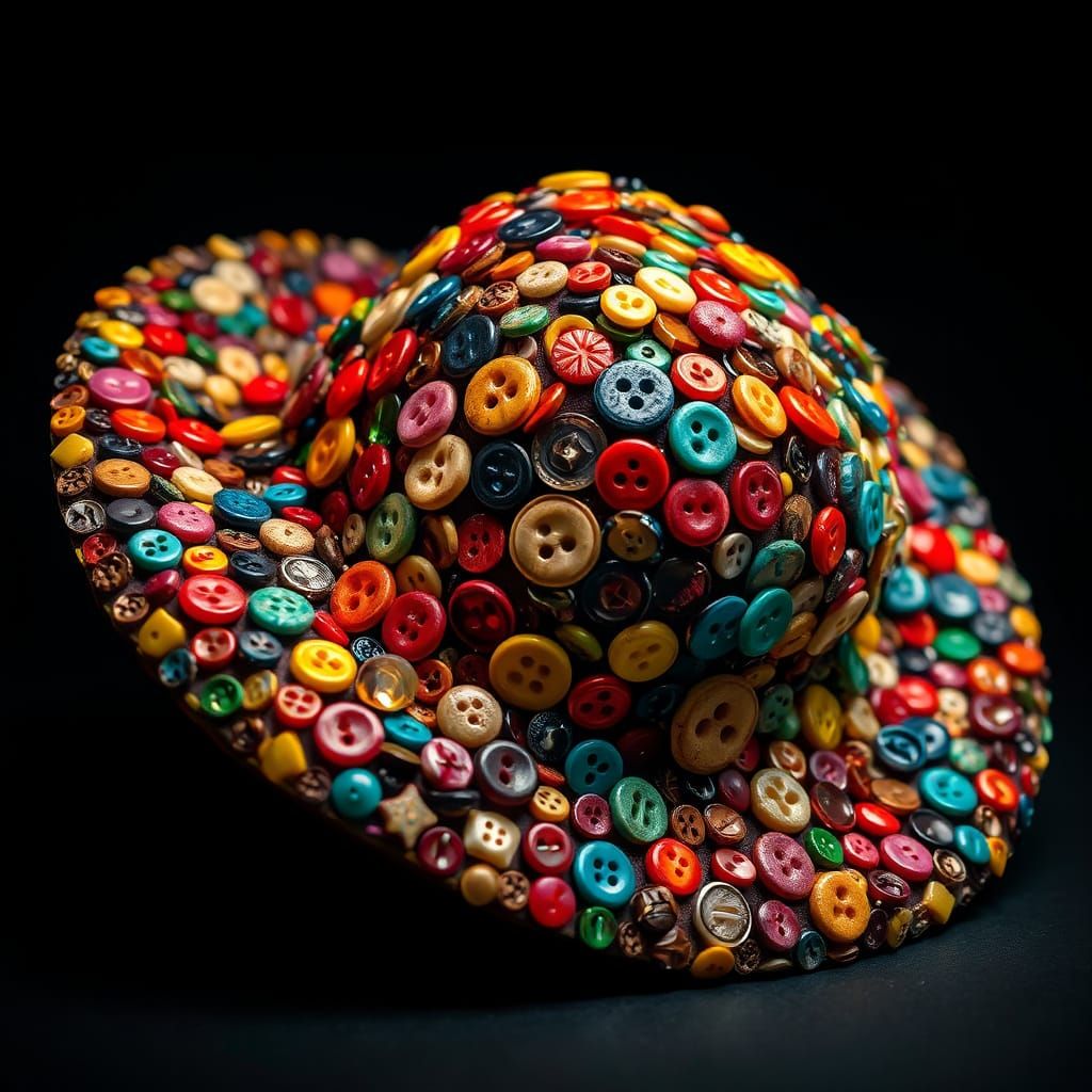 Vibrant Button Hat Still Life Macro Photography