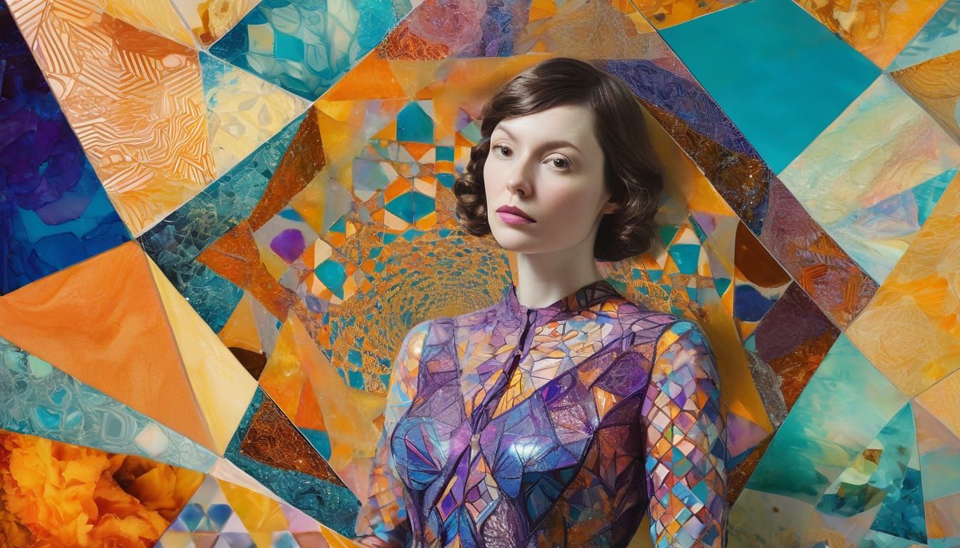 Ethereal Woman in Surreal Mixed Media Portrait