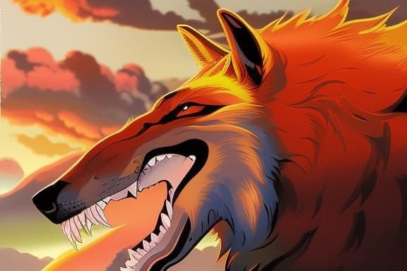 Anime Wolf Key Visual: Deep Color Intricate Art