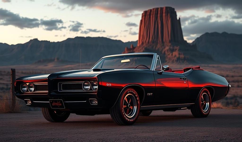 1968 Pontiac GTO at Devil's Tower: Matte Painting