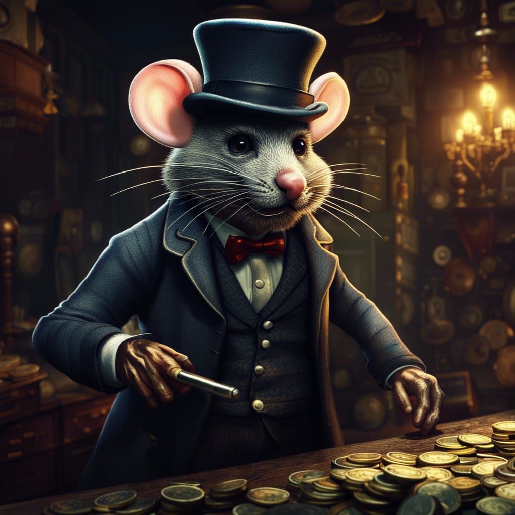 Old English Mouse Gangster in Detailed Matte Painting