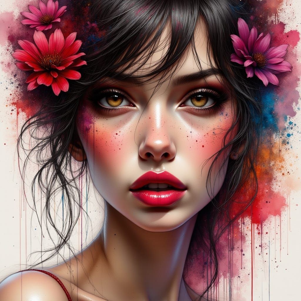 Emotional Portrait of a Woman in Oil Painting Style