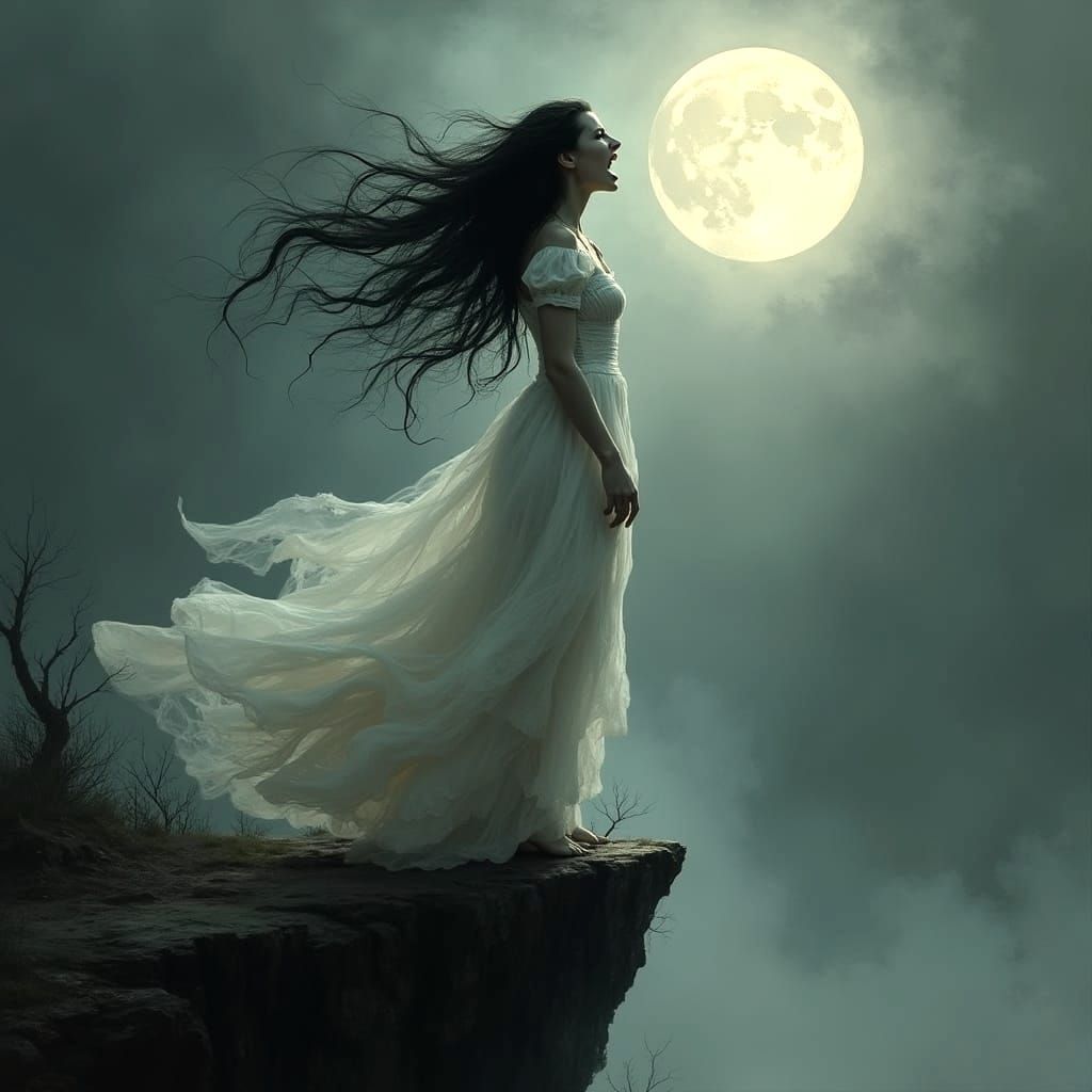 Mysterious Irish Female Spirit in a Haunting Landscape