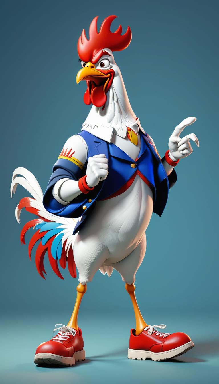 Foghorn Leghorn Cartoon Portrait in 3D Digital Art