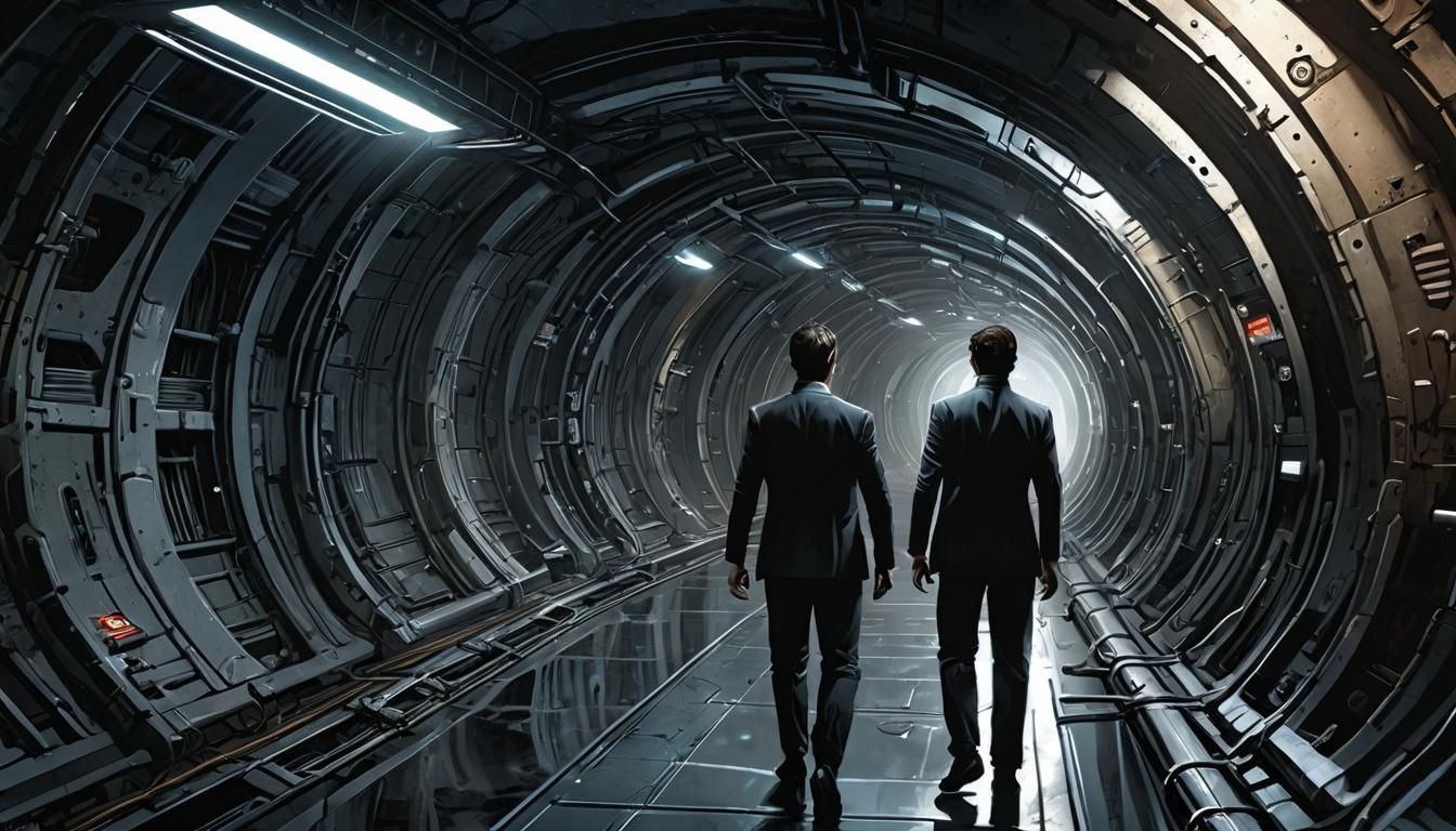 Man Explores Vast Tunnel in Space Station