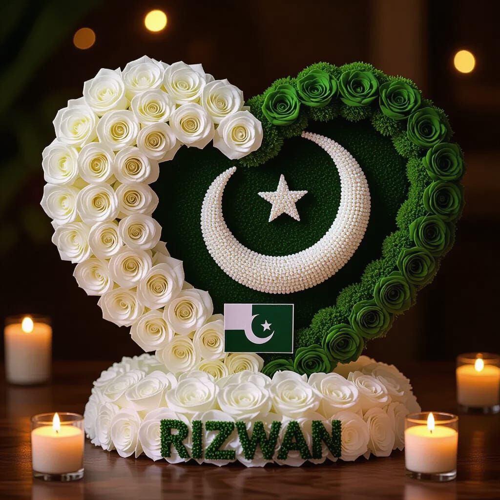 Heart-Shaped Pakistan Flag Rose Arrangement